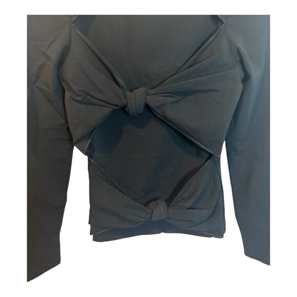 Terea By Andrea Pitter Primrose Knotted Front Top Size Large Black Long Sleeves - Picture 4 of 11